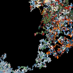 Image generated by a random walk and the colors from the painting Greeting by Chiefs