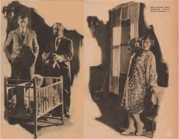 Dr. Martinus and Branscome stand over a crib, where a baby sits. The baby's mother leans back against a table in fear.